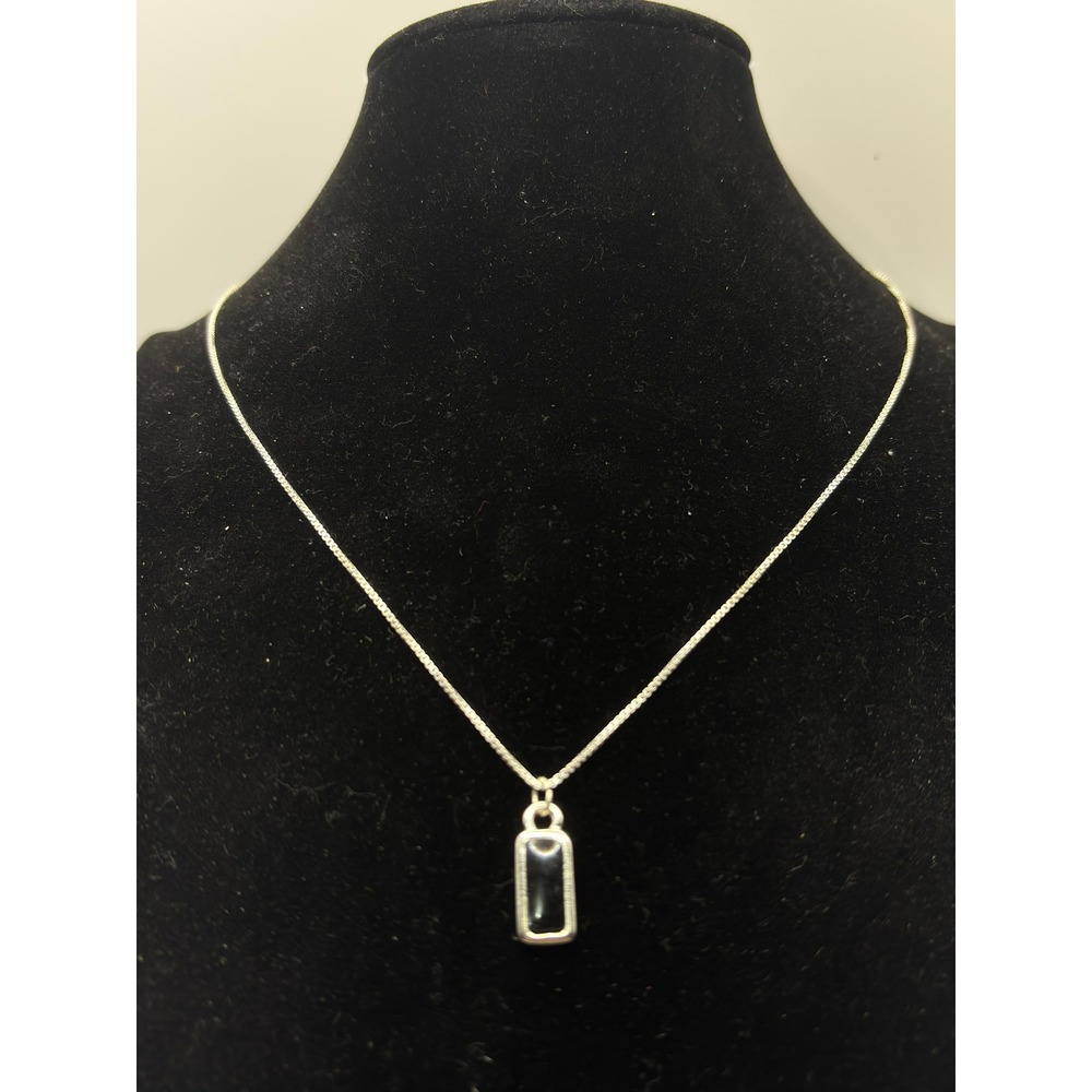 Unbranded Necklace Womens OS Black Sterling Silver Onyx Rectangle Pendant